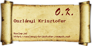 Oszlányi Krisztofer névjegykártya